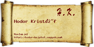 Hodor Kristóf névjegykártya